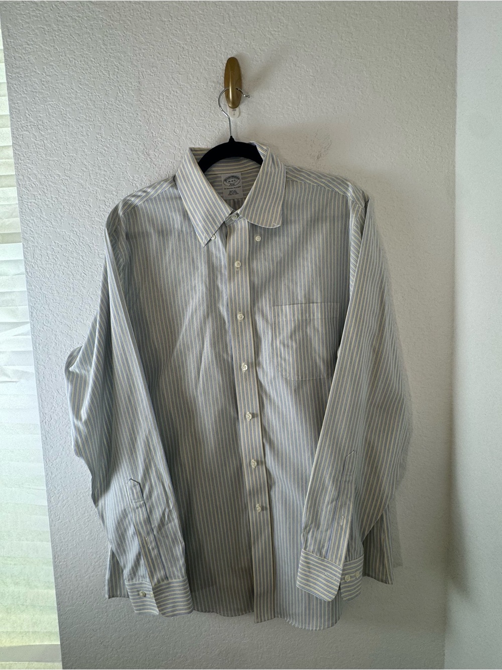 Brooks Brothers Men's Striped Dress Shirt buisness polo slim fit cotton 16.5